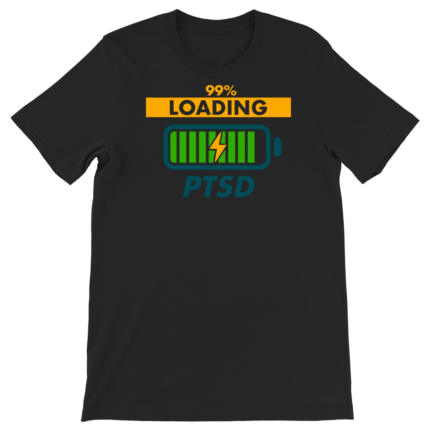 Maglietta 99% Loading PTSD dell'album Spinalizza di Rescue, T-Shirt uomo donna e bambino a maniche corte in cotone con girocollo