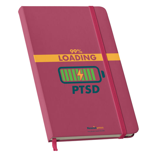 Taccuino 99% Loading PTSD Journal dell'album RescueNotes di Rescue: copertina soft touch in 8 colori, con chiusura e segnalibro coordinati